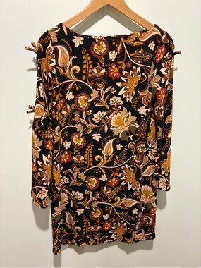 Cynthia Rowley Floral Paisley Bow Tie Open Sleeves Knee Length Dress Sz 2